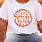 a young boy sitting on a pumpkin patch wearing a happy pumpkin t - shirt