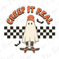 Creep it Real Halloween Skater Ghost Graphic T-Shirt