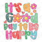 a drawing of the words happy birthday in different colors