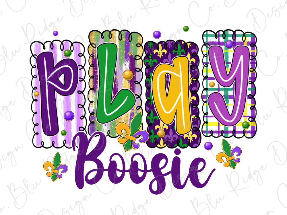 a colorful and playful design with the text "PLAY BOOSIE" prominently displayed.