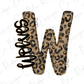 a stylized letter 'W' with a leopard print pattern.