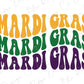 Mardi Gras Wavy Stacked Colorful Groovy Design Graphic T-Shirt