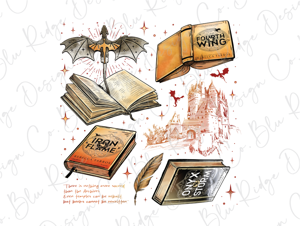 a drawing of a book with a bat flying over it