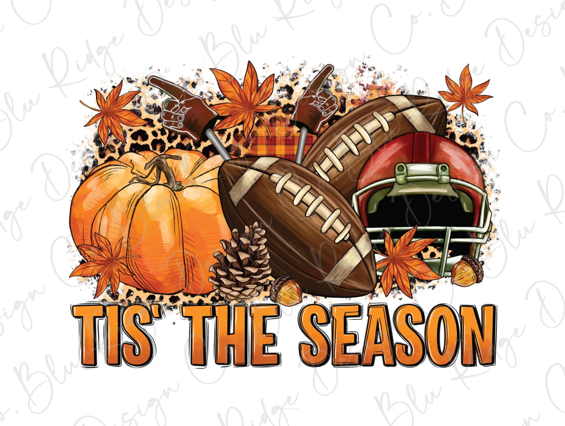 Tis The Season Football Pumpkins Direct to Film (DTF) Transfer BluRidgeDesignCo