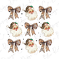 a set of six christmas bows with santa claus