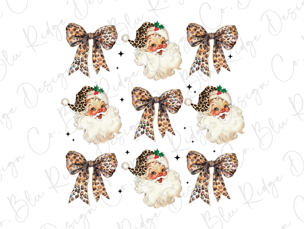 a set of six christmas bows with santa claus