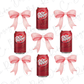 six cans of dr pepper with pink bows