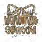 a stylized text that reads "Hunting Season" with a deer head and antlers incorporated into the design.
