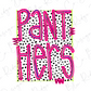 the word "Panthers" written in a stylized, colorful font with a polka dot background.