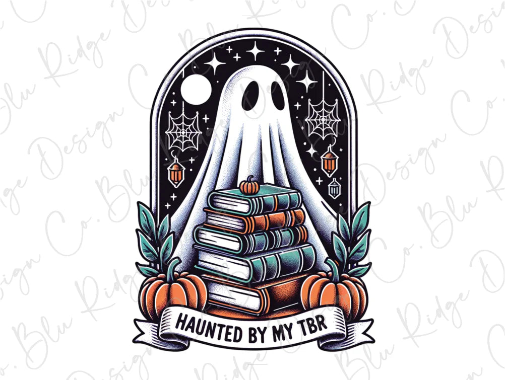 Hunted By My TBR Halloween Ghost Books Graphic T-Shirt