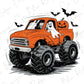 Halloween Monster Truck Ghost Pumpkin Graphic T-Shirt
