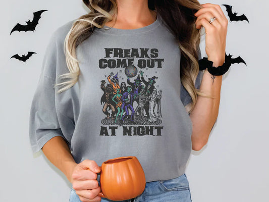 Freaks Come Out At Night Halloween Monster Mash Graphic T-Shirt