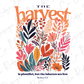 a book cover with the words harvest written on it