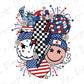 a patriotic heart with stars and a checkered flag