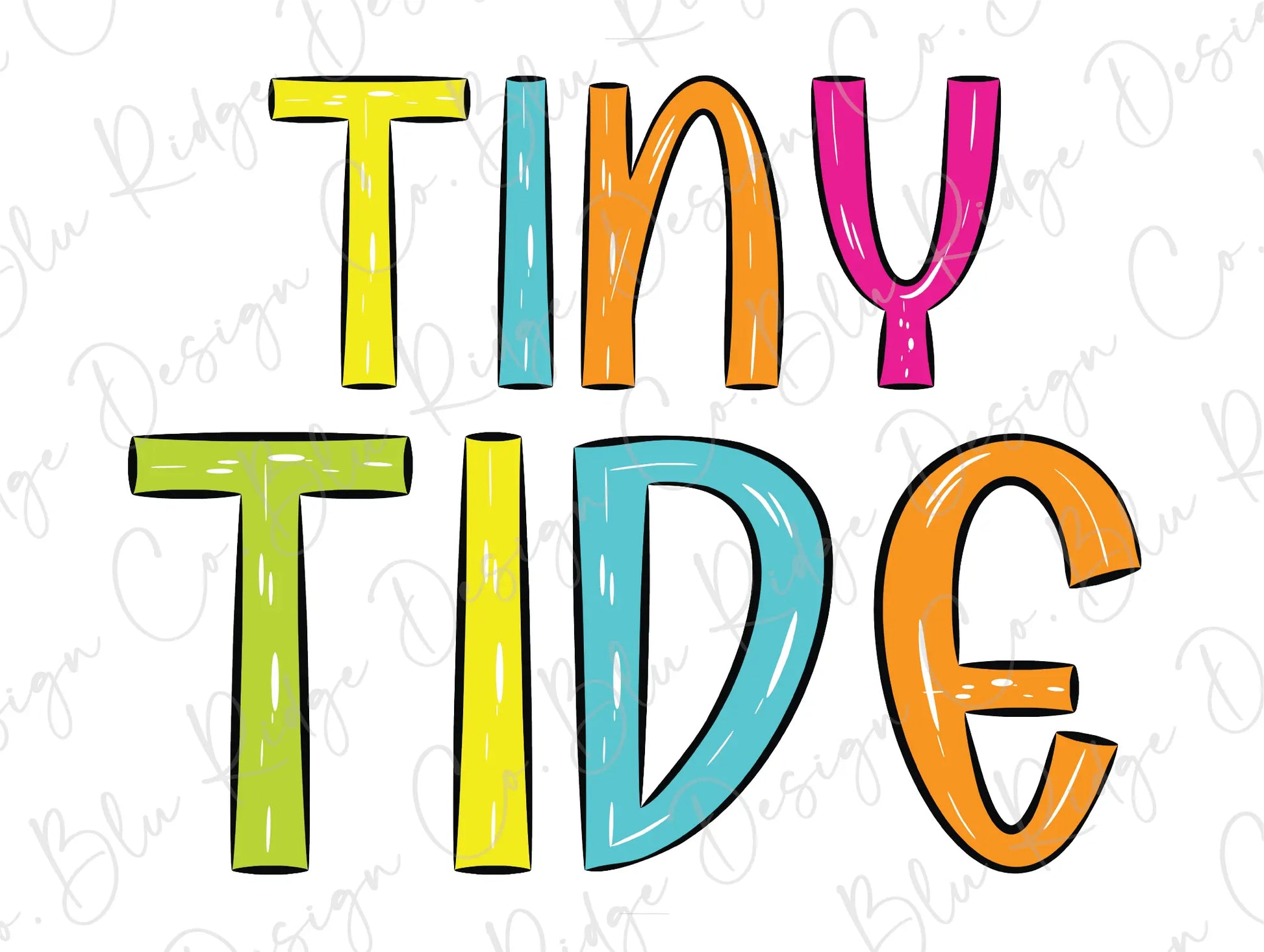 the word tiny tide written in colorful letters