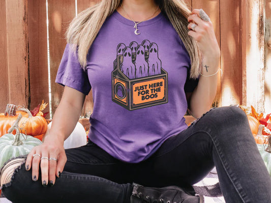 Just Here for The Boos, Halloween Ghost Six Pack Graphic T-Shirt