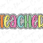 the word teacher in colorful letters on a white background