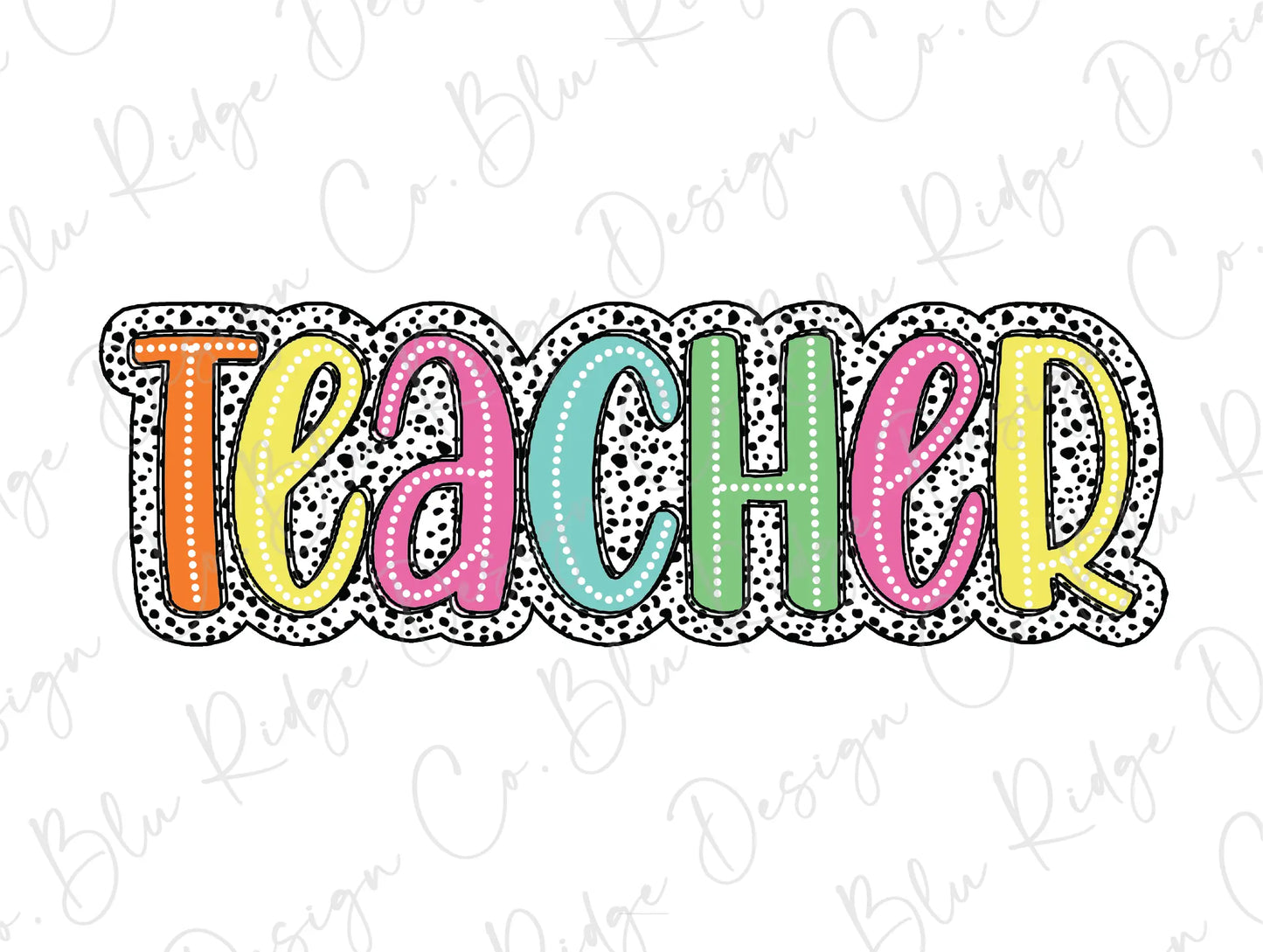 the word teacher in colorful letters on a white background