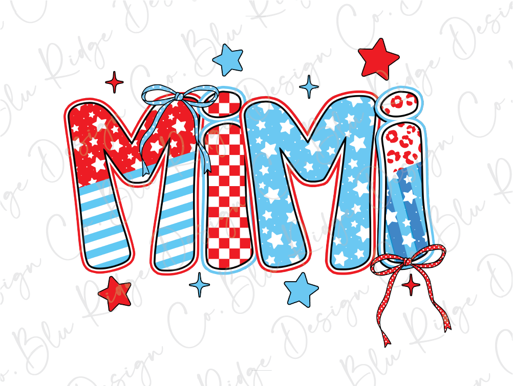 a red, white and blue word with stars on it