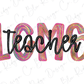 the word "Teacher" written in a stylized, colorful font.