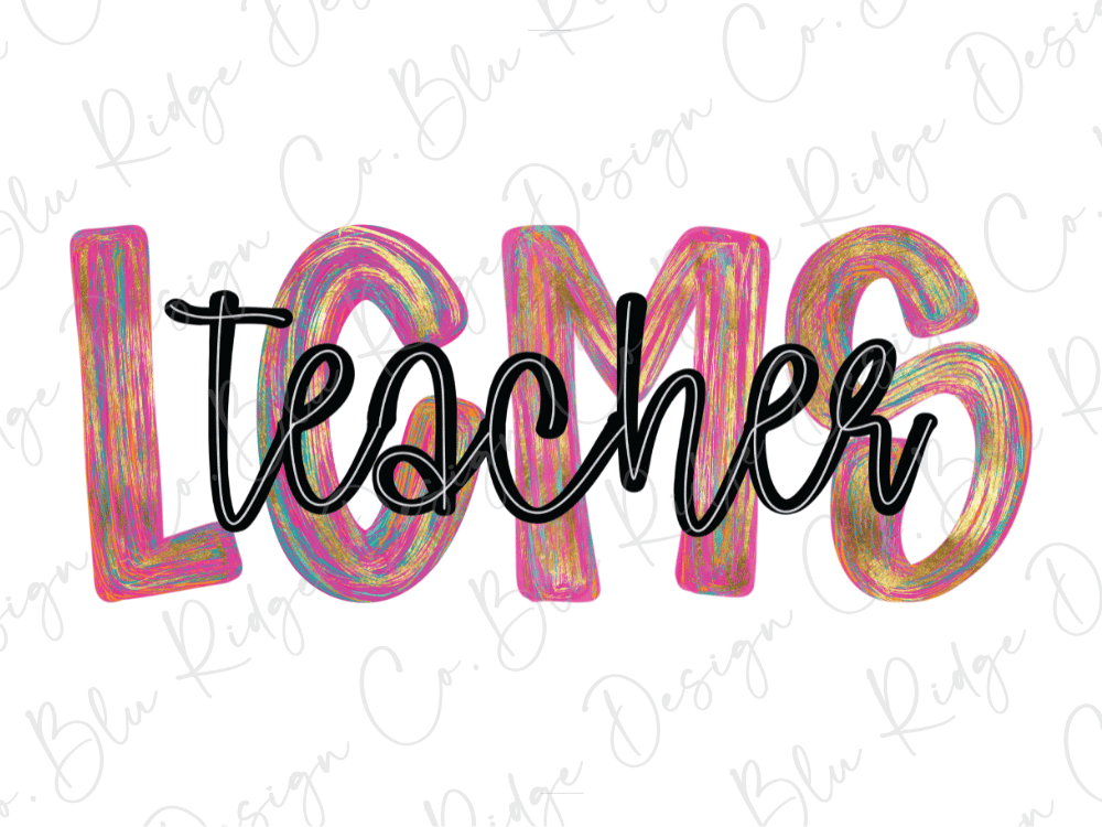 the word "Teacher" written in a stylized, colorful font.