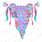 A colorful, floral-patterned banner with bows and the word "Blessings" written on it.