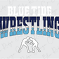 a blue and white wrestling t - shirt with the words blue tide wrestling