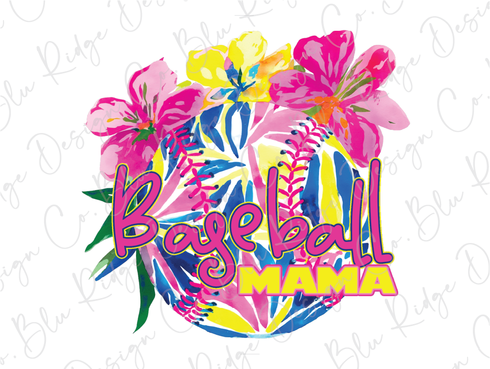 a sign that says baseball mama with flowers on it