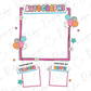 a picture frame with a name and balloons on it