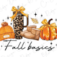 a watercolor drawing of fall items with the words fall basics