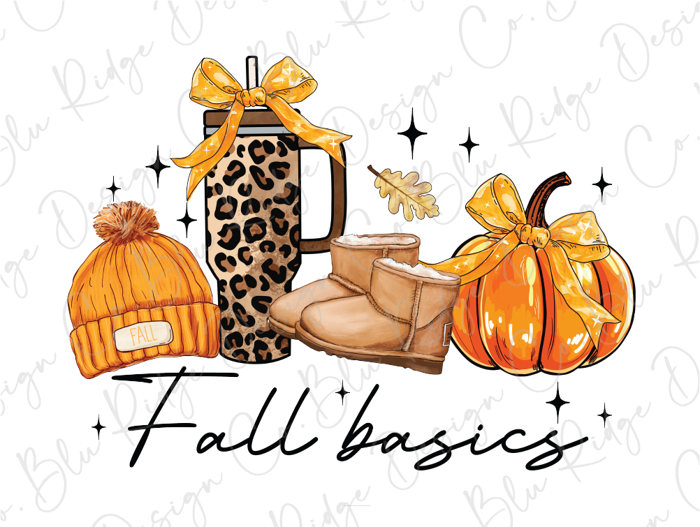 a watercolor drawing of fall items with the words fall basics