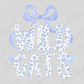 the word "WILD GATS" in a stylized, floral design with a blue bow.