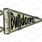 A flag with the word "Bulldogs" written on it.