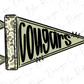 A flag with the word "Cougars" written on it in a stylized font.