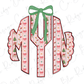 A monogram made up of various Christmas-themed elements, including a bow, Santa Claus, and other festive designs.