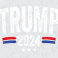 a political poster with the words trump and a red, white, and blue ribbon