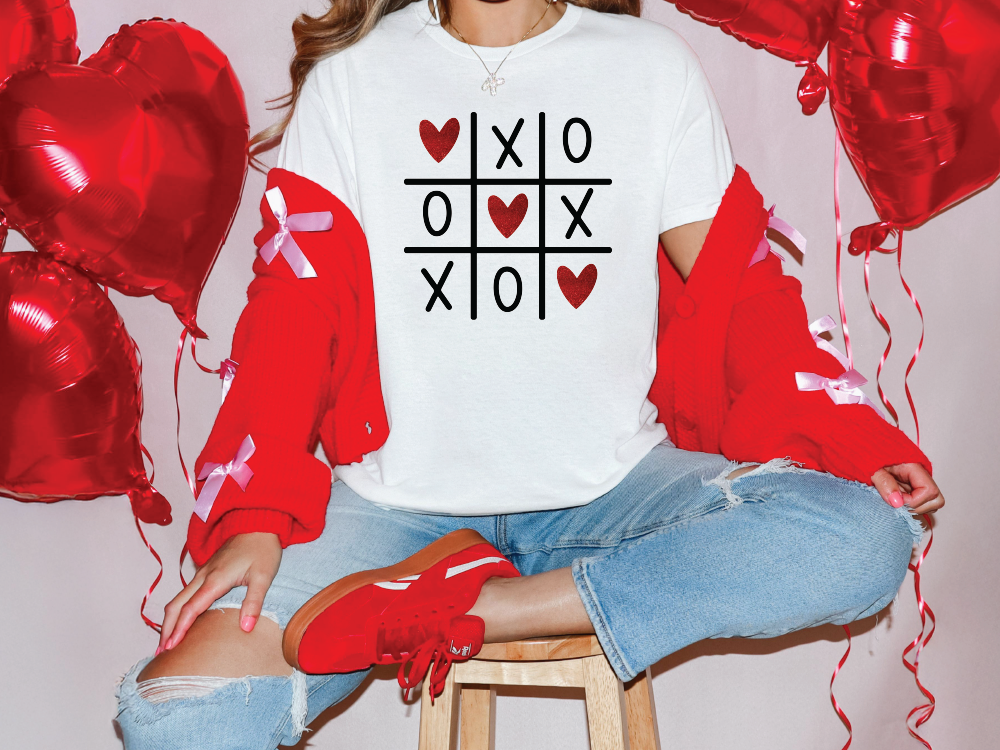 X's & O's Tic Tac Toe Valentine's Day Graphic T-Shirt