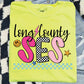 Checkered Retro Long County Schools Graphic T-Shirt