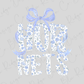 the word "HORVES" written in a stylized, floral design with a blue bow.