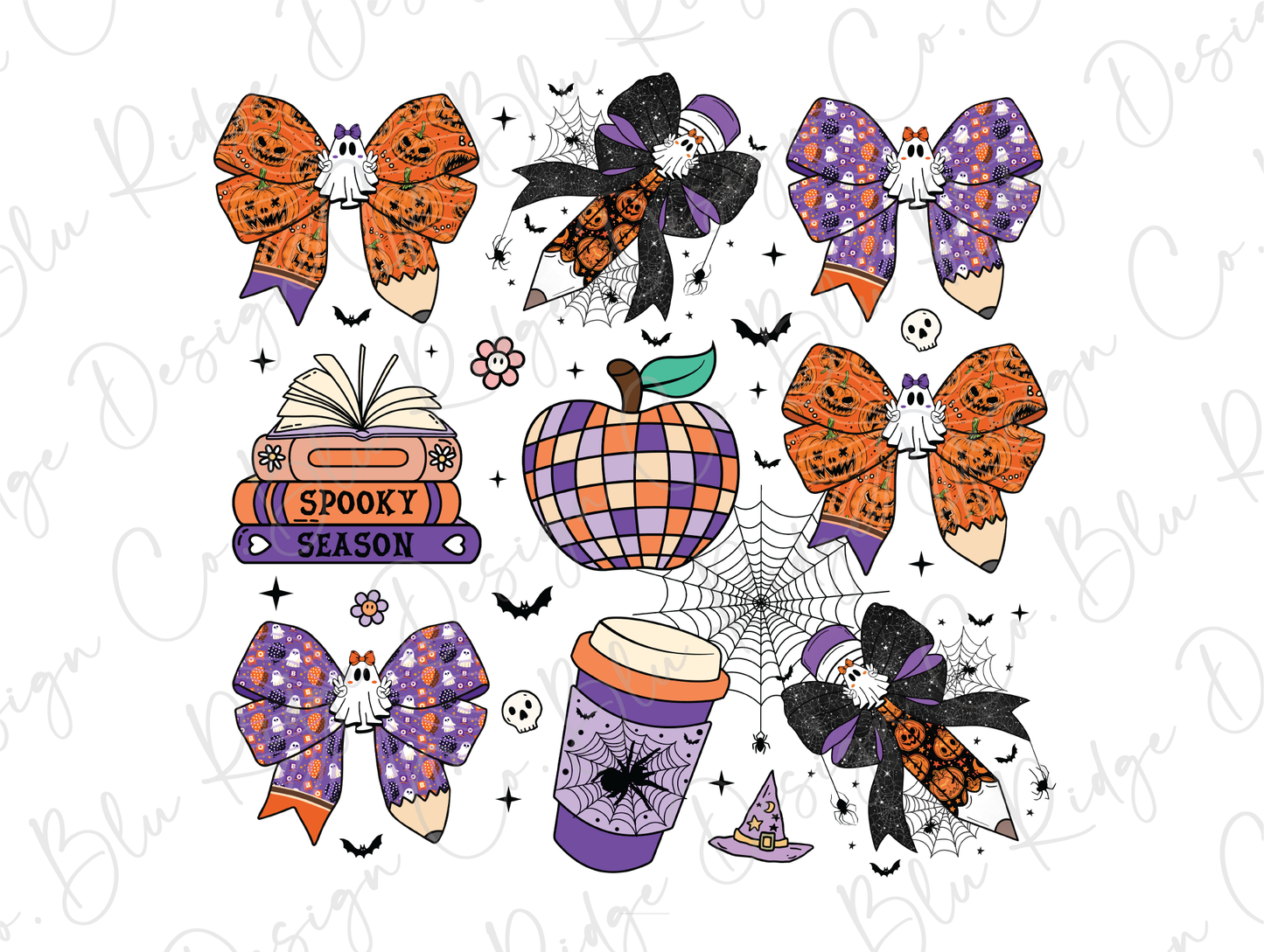 a collection of halloween bows and decorations