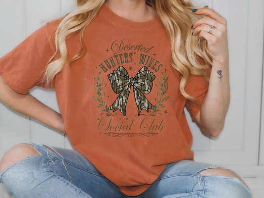 Camo Deserted Hunter's Wives Social Club Coquette Graphic T-Shirt