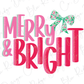 a merry and bright sign with a bow on it