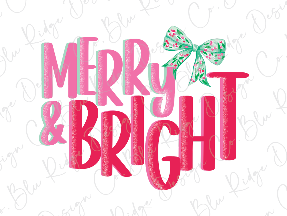 a merry and bright sign with a bow on it