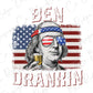 a drawing of a person with a glass of beer in front of an american flag