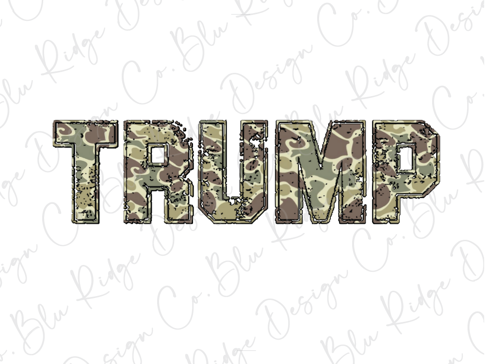 the word trump in camouflage print