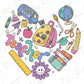 a heart made up of school supplies