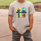 a young boy wearing a t - shirt with the words wild child on it