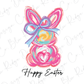 a happy easter bunny with a bow on it's head