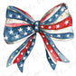 a red, white and blue bow with stars on it