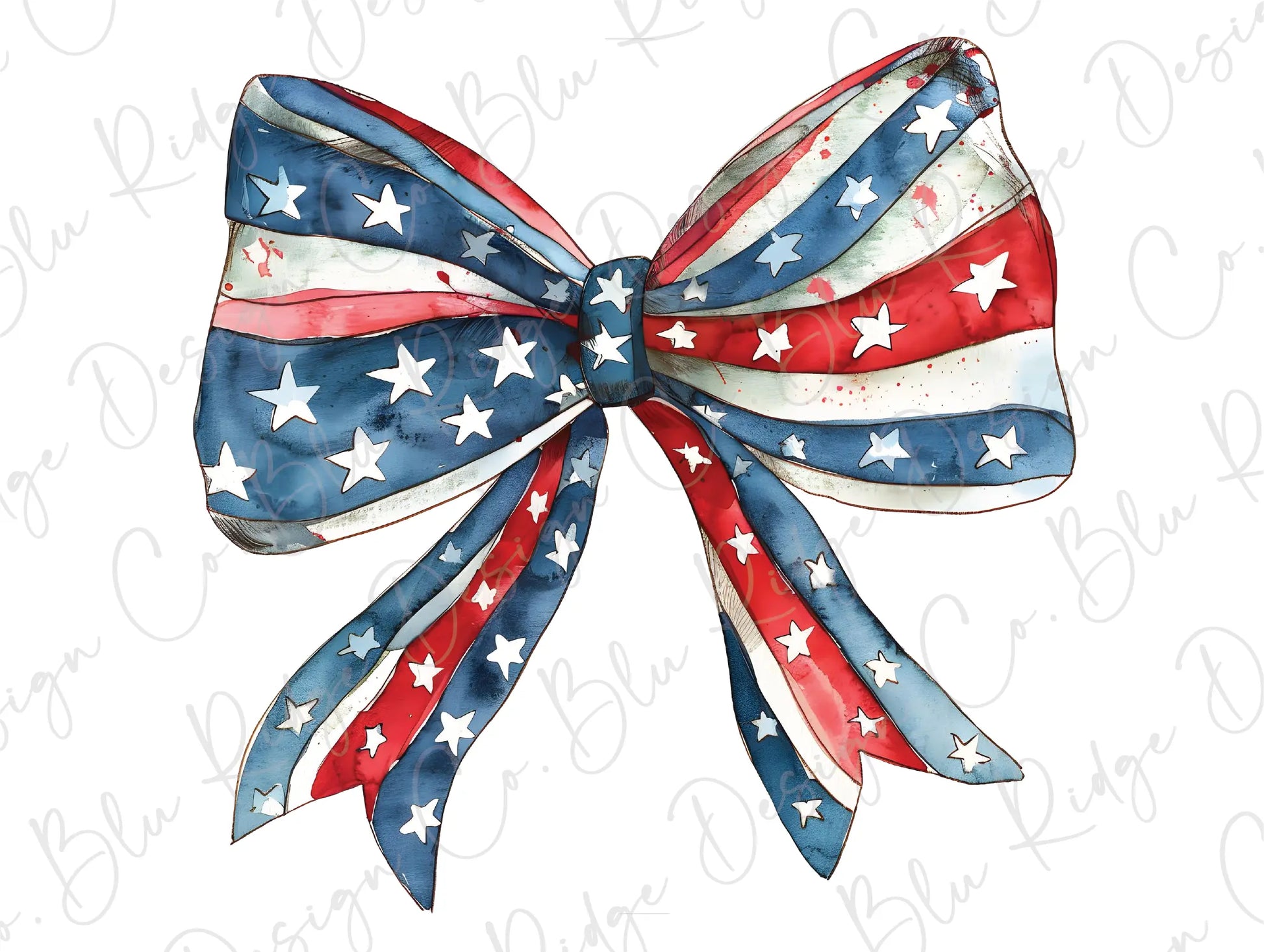 a red, white and blue bow with stars on it